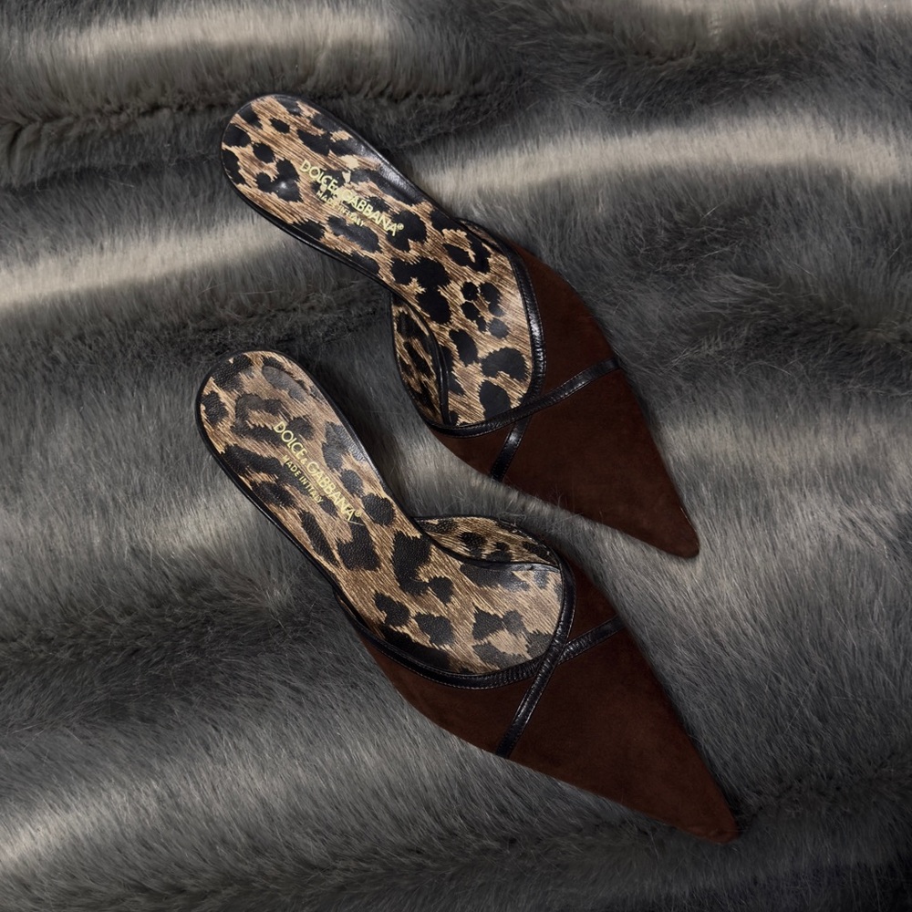Dolce & Gabbana Brown Leopard Print Mules